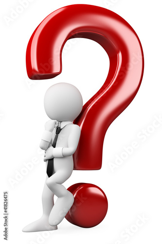 Illustration: 3d white people. Question and challenge 3d white people. Question and challenge