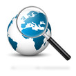 Welt, Erde, Business, Europa, Lupe, weltweit, Wirtschaft, Blau