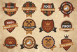 set of vintage labels and coffee items