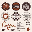set of vintage labels and coffee items