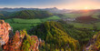 Mountain panorama with sun