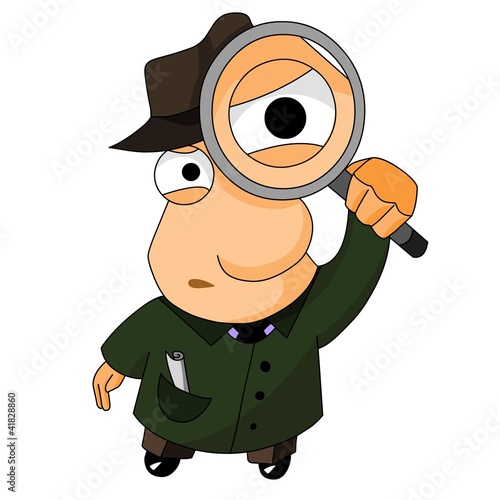 Illustration: detective with magnifying glass detective with magnifying glass