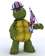 Tortoise in Union Jack Hat with Flag Tortoise in Union Jack Hat with Flag