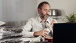 Stressed Businessman drinks whiskey