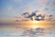 Photo: blue fantastic ocean sunrise at cloudy weather blue fantastic ocean sunrise at cloudy weather