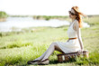 Young fashion girl with suitcase