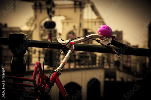 Photo: The Magere Brug, Amsterdam. Bike close up The Magere Brug, Amsterdam. Bike close up