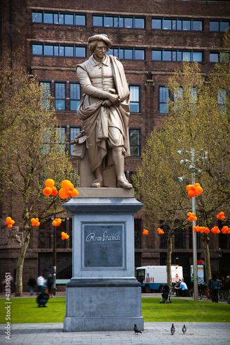 Photo: The statue of Rembrandt in Amsterdam The statue of Rembrandt in Amsterdam