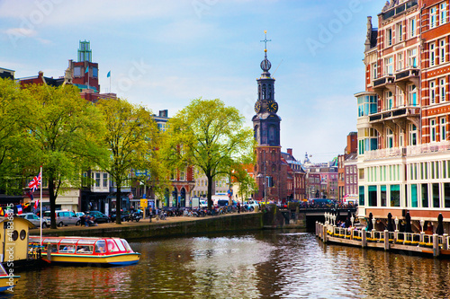 Photo: Amsterdam old town canal, boats. Amsterdam old town canal, boats.