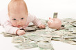 Paper money from poland and little child Paper money from poland and little child