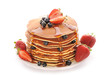Pancakes with strawberry and blueberries