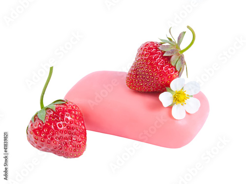 Photo: Soap with two strawberry and flower Soap with two strawberry and flower