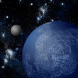 Moon and Asteroid in deep space Moon and Asteroid in deep space