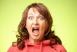 Screaming shocked woman