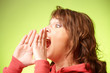 Beautiful woman loud screaming