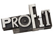 profit word in metal type