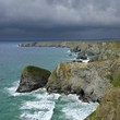 Storm clouds brewing over Bedruthan Steps near Newquay.