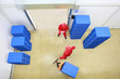 goods delivery - two workers in small warehouse goods delivery - two workers in small warehouse