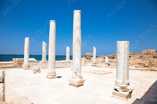 Photo: Marble pillars in Caesarea. Israel. Marble pillars in Caesarea. Israel.