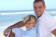Father with his son at the beach