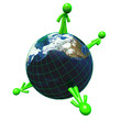 3d Green Man Networking Earth Globe Concept