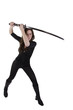 Young woman with katana