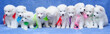 10 fluffy Russian Samoyed (or Bjelkier) puppies sitting in a row