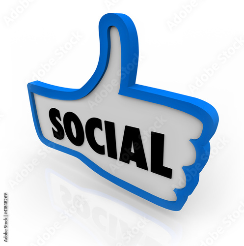 Illustration: Social Blue Thumb's Up Symbol Network Communication Social Blue Thumb's Up Symbol Network Communication