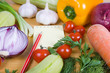 Fresh vegetables and a notebook