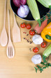 Fresh vegetables and pan