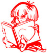 Girl is reading big book