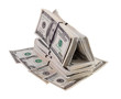 House made out of US dollars. Isolated on white House made out of US dollars. Isolated on white
