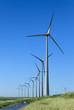 Line of wind turbines