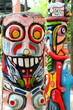 close up of a colorful totem . close up of a colorful totem .