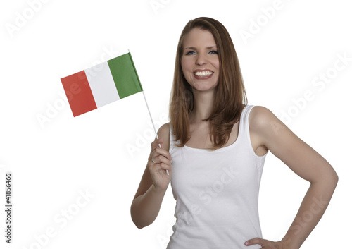 Photo: Attractive woman shows flag of Italy Attractive woman shows flag of Italy