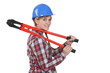 Woman with a pair of boltcutters