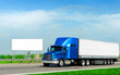 cargo truck, road billboard
