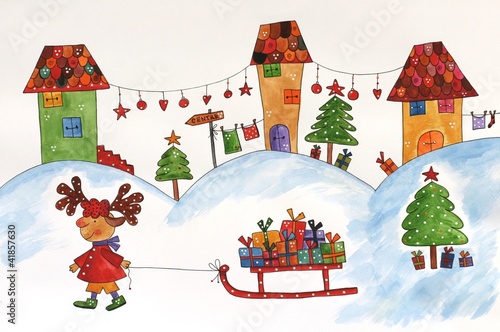 Illustration: Christmas card. Artwork Christmas card. Artwork