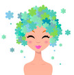 Beautiful woman with floral hairstyle