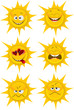 set of sun with emotions