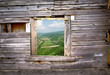 window frame in a wooden wall of an old house window frame in a wooden wall of an old house