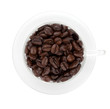 Coffee beans in glass cup