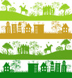 Vector: Four icons.Green ecological planet Four icons.Green ecological planet
