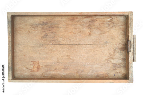 Photo: Vintage wooden cabinet drawer isolated on white background Vintage wooden cabinet drawer isolated on white background
