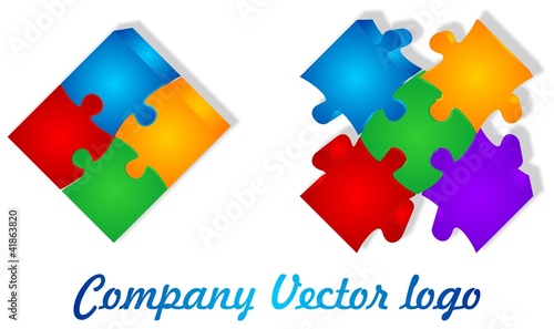 Illustration: puzzle jigsaw logo puzzle jigsaw logo