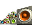 3d pile multiple color cubic sound system woofer on white