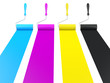 CMYK paint rollers 3d render
