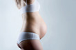 A silhouette of a beautiful pregnant woman
