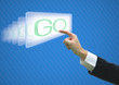 Business hand pointing screen go