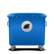 blue recycling bin